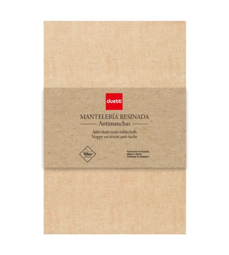 Resinated beige tablecloth 140 x 140 cm