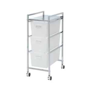 Bathroom cart with wheels and 3 plastic drawers