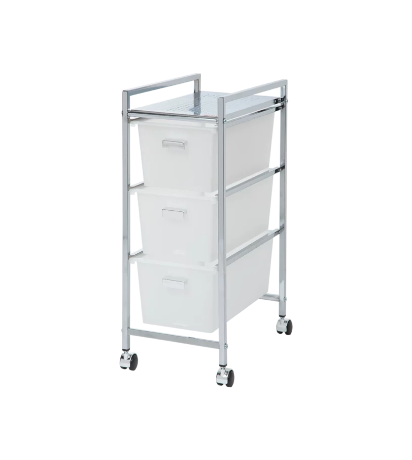 Carrito de baño con ruedas y 3 cajones en plástico