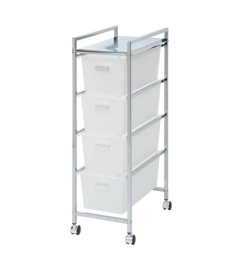 Carrito de baño con ruedas y 4 cajones en plástico