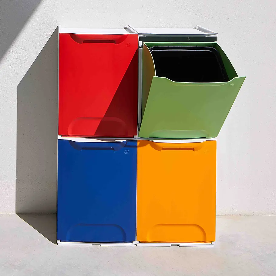 Green stackable recycling bin