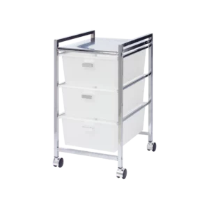 Bathroom cart with wheels and 3 plastic drawers