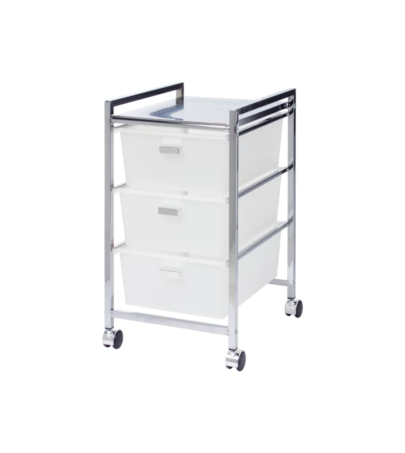 Carrito de baño con ruedas y 3 cajones de plástico