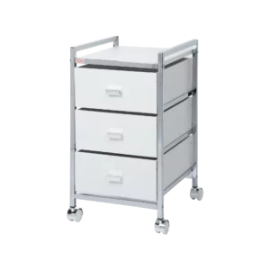 Bathroom cart with wheels and 3 wooden drawers