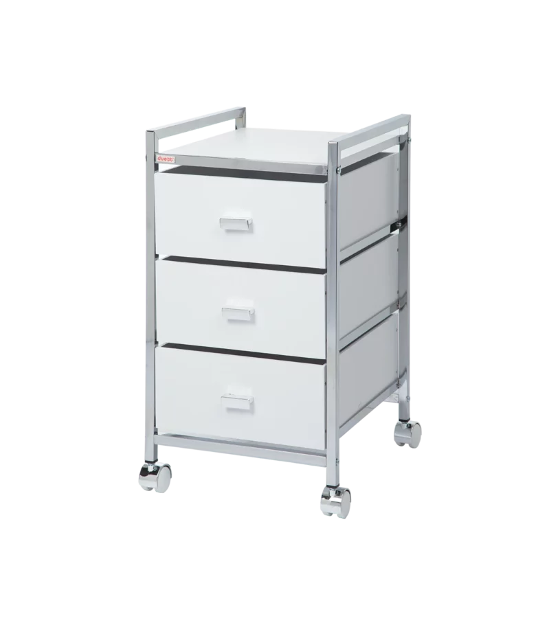 Bathroom cart with wheels and 3 wooden drawers