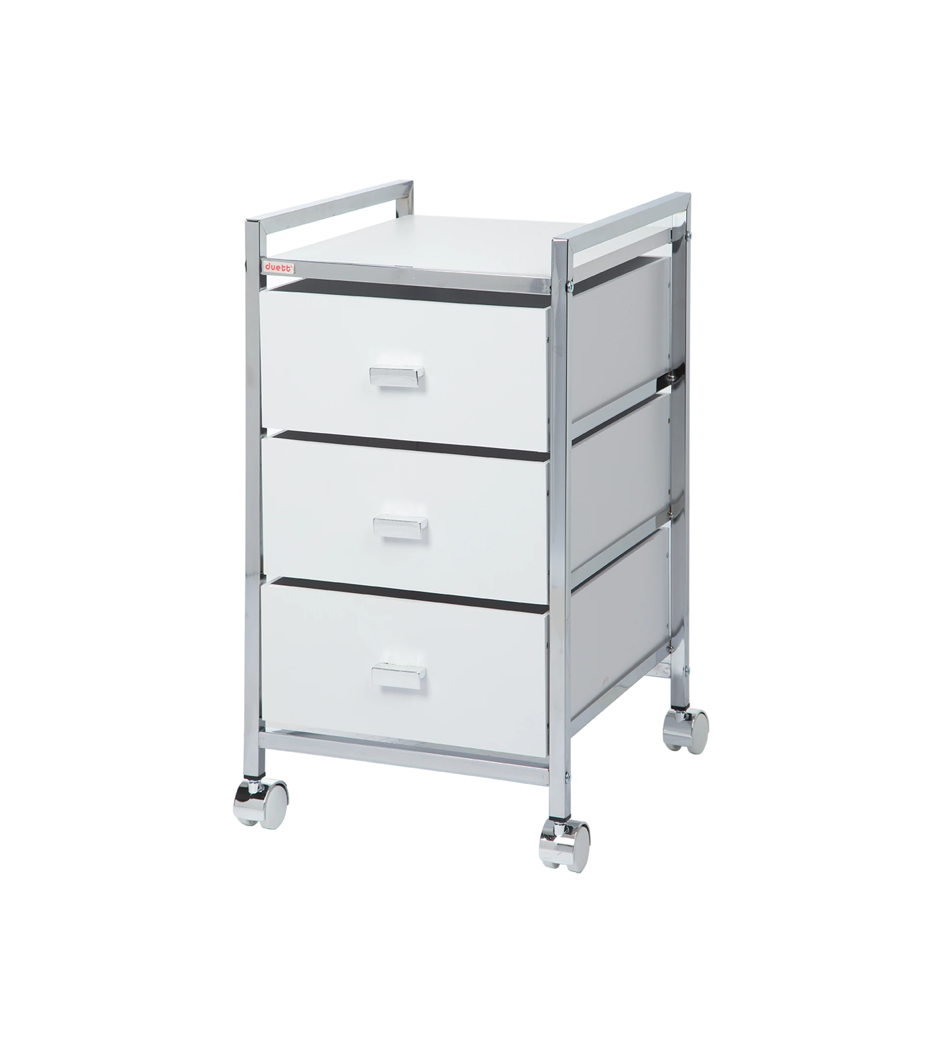Carrito de baño con ruedas y 3 cajones de madera