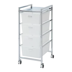 Bathroom cart with wheels and 4 plastic drawers