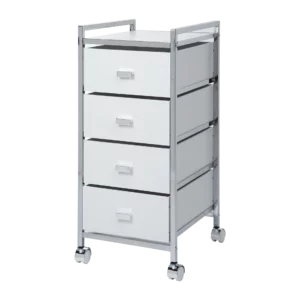 Bathroom cart with wheels and 4 wooden drawers