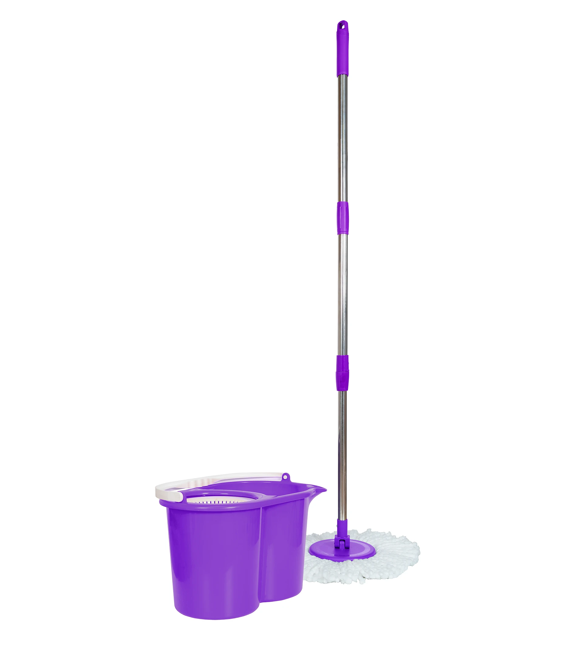 Fregona y cubo de fregar con escurridor automático morado