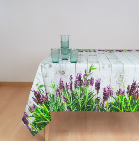 Lavender resin-coated tablecloth
