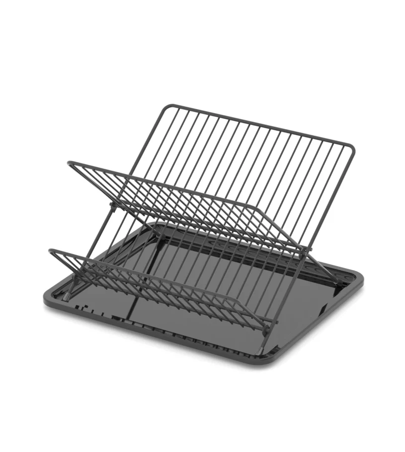 Foldable dish rack in black