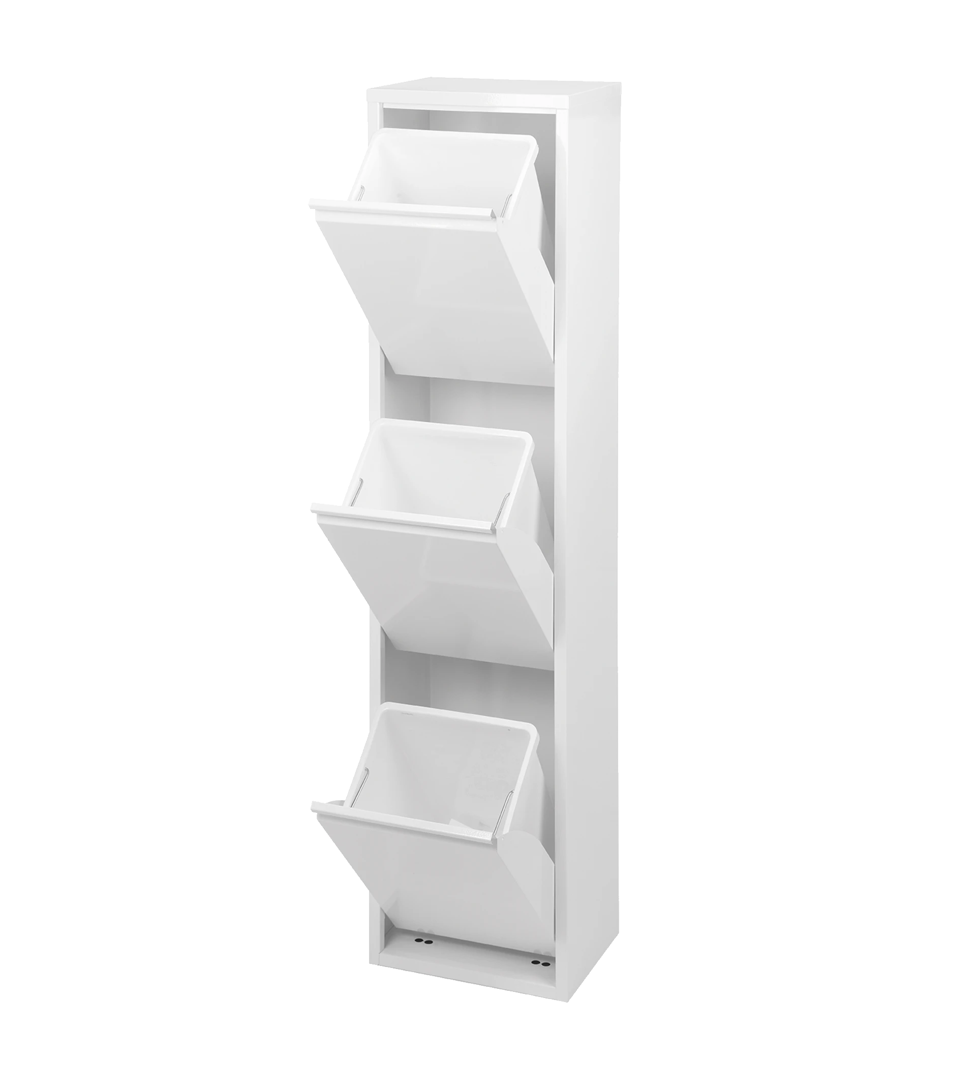Mueble metálico para reciclar con 3 compartimentos