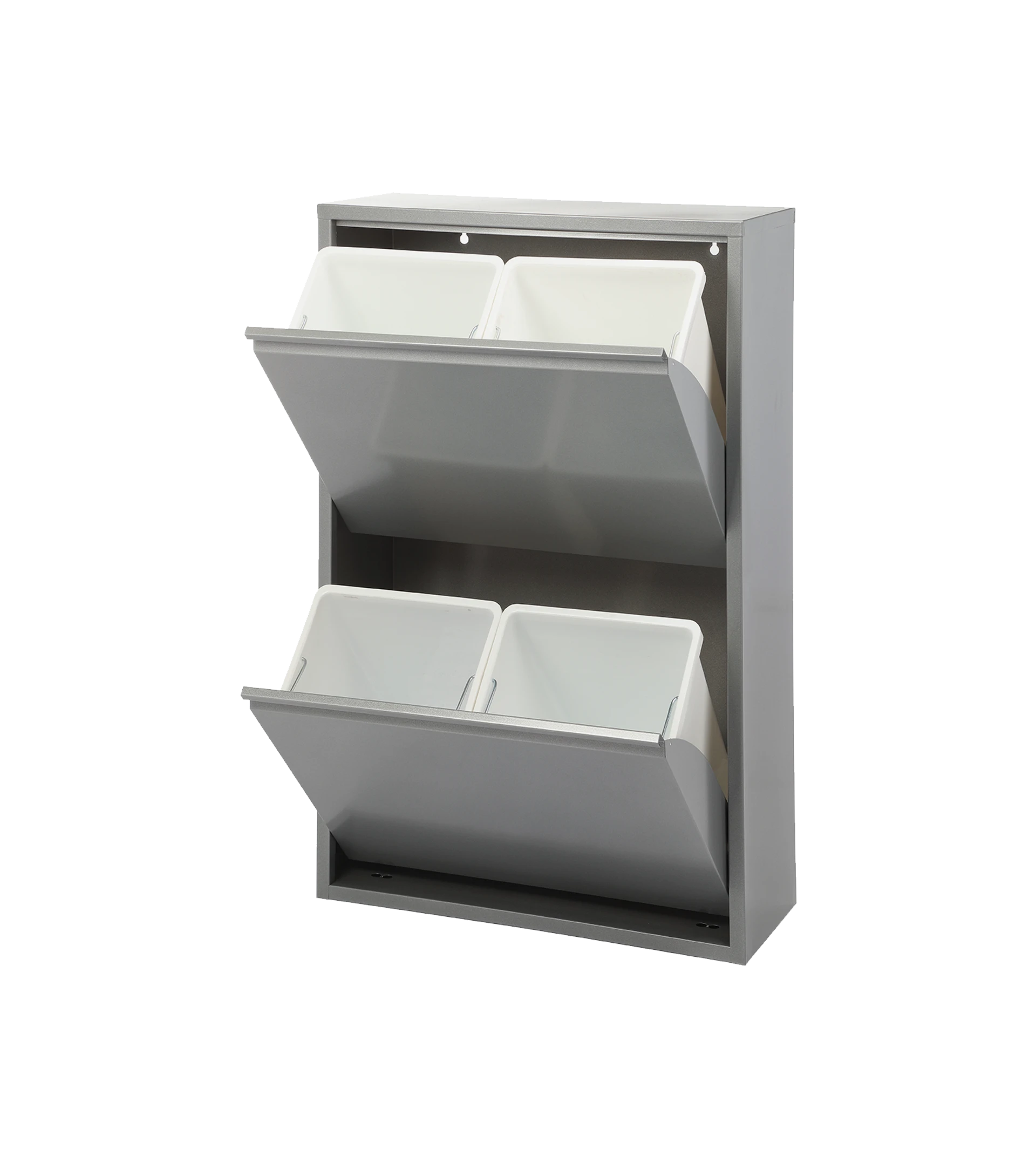 Mueble metálico para reciclar con 4 compartimentos