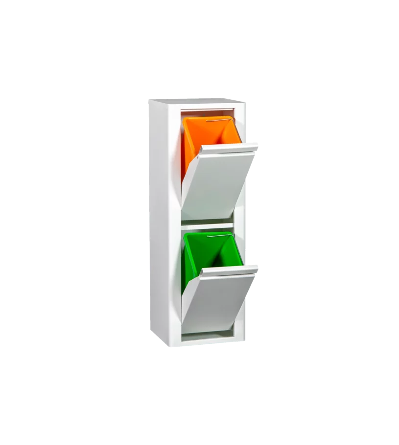 Metal furniture for recycling with 2 compartments. Rounded corners. Metal furniture for recycling with 2 compartments. Rounded corners.