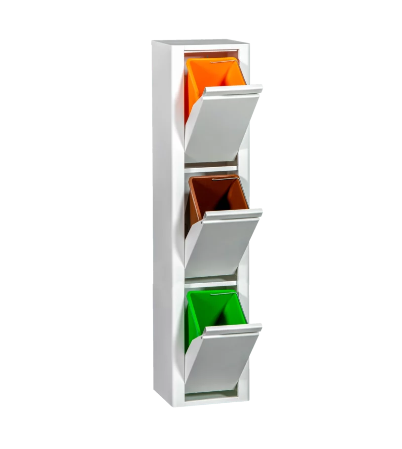Metal furniture for recycling with 3 compartments. Rounded corners. Metal furniture for recycling with 3 compartments. Rounded corners.