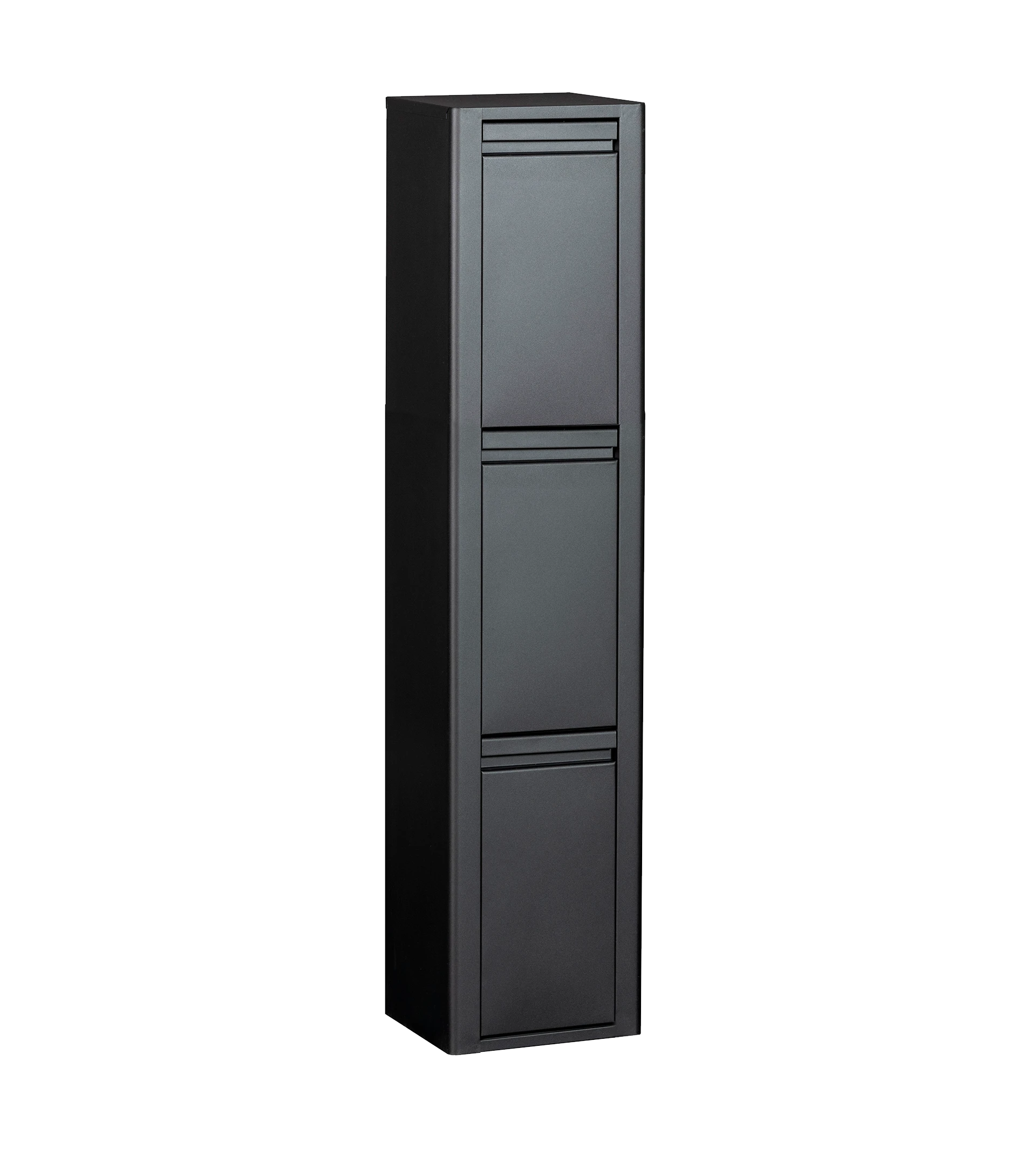 Mueble metálico para reciclar con 3 compartimentos. Esquinas redondeadas.