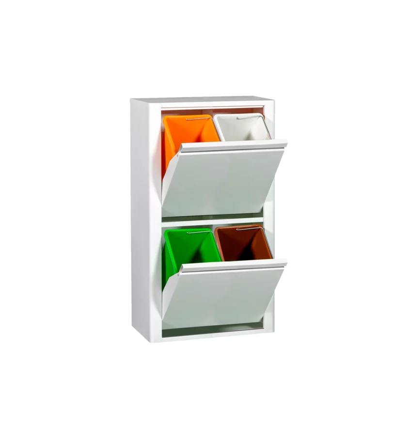 Metal furniture for recycling with 4 compartments. Rounded corners. Metal furniture for recycling with 4 compartments. Rounded corners.