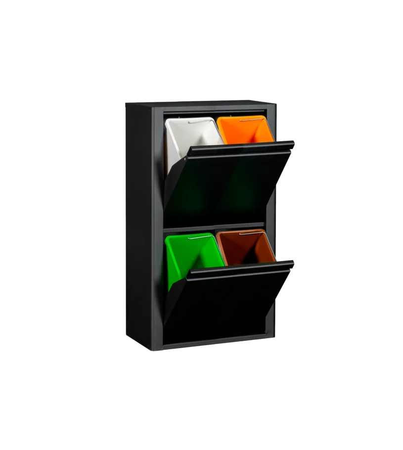 Metal furniture for recycling with 4 compartments. Rounded corners. Metal furniture for recycling with 4 compartments. Rounded corners.