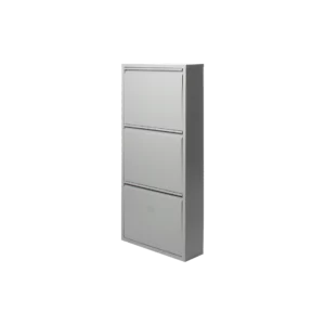 Metallic shoe rack 3 doors Gray
