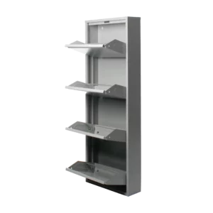 Metallic shoe rack 4 doors Gray