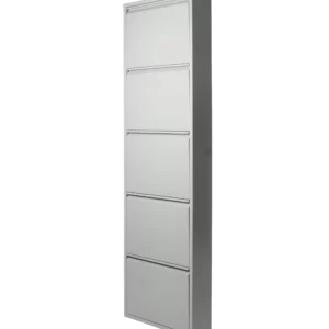 Metallic shoe rack 5 doors Gray