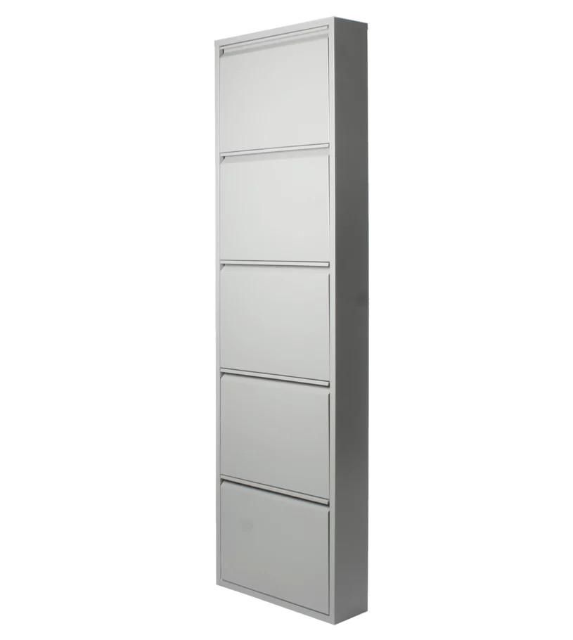 Metallic shoe rack 5 doors Gray
