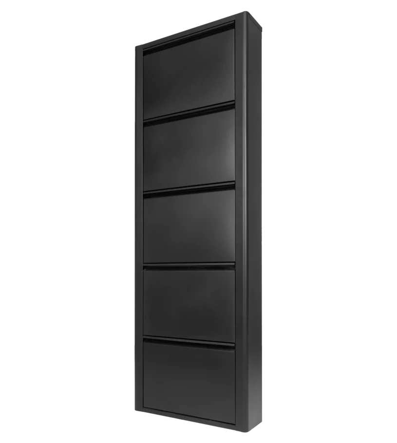 Mueble Metálico para Zapatos 5 puertas Negro