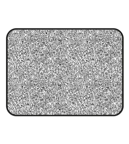 Microfiber draining mat with white drawings