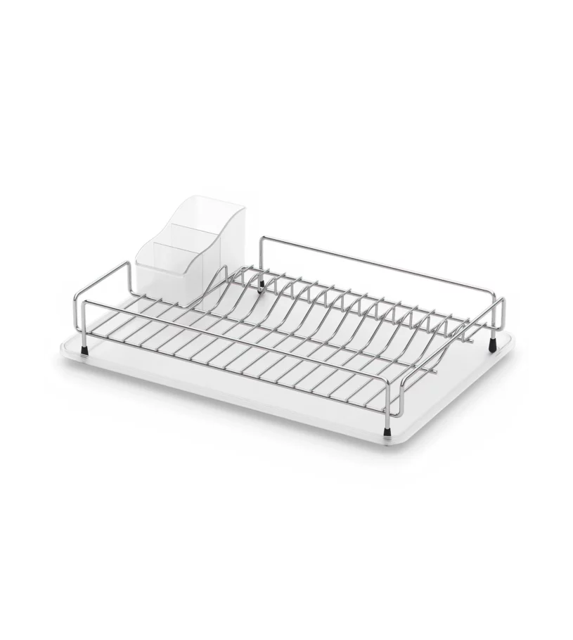 Dish drainer finished in nickel chrome