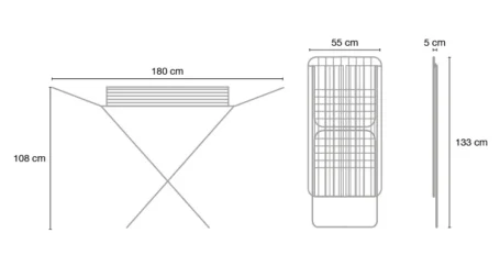 Folding aluminum clothesline with wings.